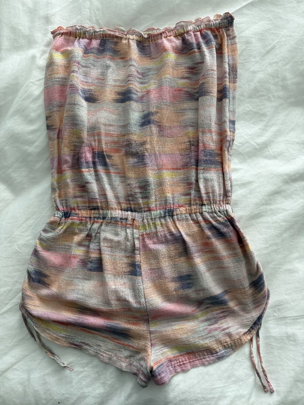 Victoria's Secret Strapless Bathing Suit Cover-Up Romper | Medium | Pastel Print